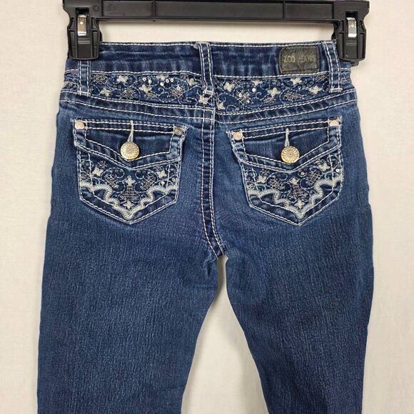 ZCO Girls Jeans Size 8 Bootcut Embroidered Pockets Stretch Denim - Picture 6 of 10